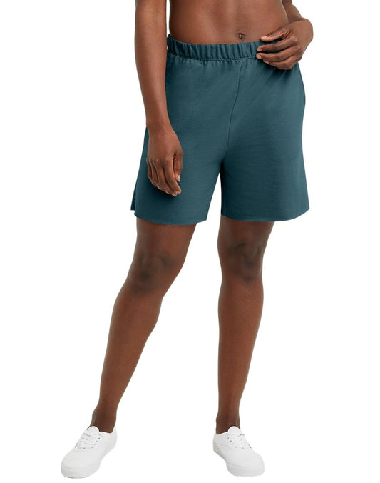 Hanes Women's Originals French Terry Shorts, Lightweight Fleece Raw Edge Hem Shorts, 5"