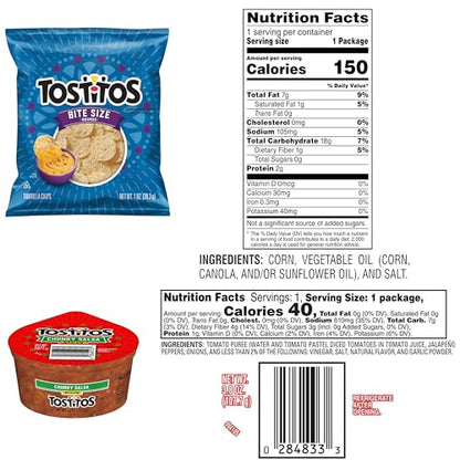 Frito Lay Tostitos Bitesize Rounds Chips and Salsa Dip Cups Variety Pack, (Pack of 24)