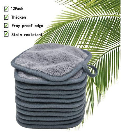 BloomSesame Makeup Remover Cloths for Face, Eye, Lips - Reusable Makeup Remover Pads Soft Microfiber Facial Cleansing Cloths 5.5 x 5.5 inch 12 Pack (Gray)