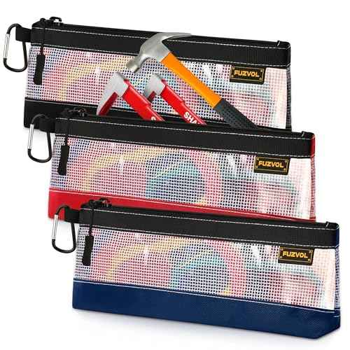 Clear Tool Pouch, 14" Long Tool Bag, Small Zipper Pouch, See Through Tool Pouch Bag for Tool Box Organizers and Storage, Heavy Duty Tool Bag for Men and Women, 3 Pack