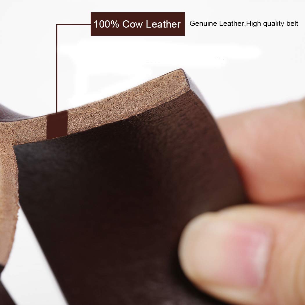 Dovava Mens Leather Belt Brown Jeans Business Belt for Men (Coffee 2001, 115centimeter (30'' - 39''))