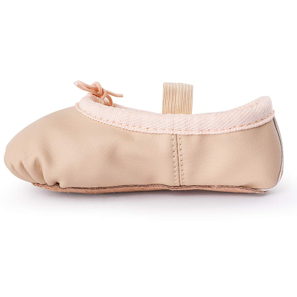 Ballet Shoes Leather Ballet Flats Full Sole Dance Slippers for Girls Toddlers Women Beige 13 UK Child=31