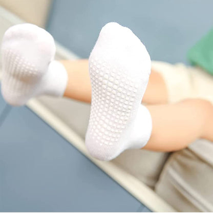 12 Pairs Non-Skid Cotton Socks with Grip for Baby Toddler Boys Girls(8#White,1-3 Years)