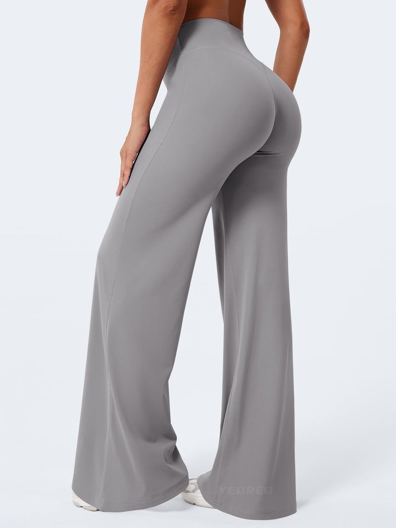 YEOREO Workout Leggings Womens No Front Seam Straight Leggings 35" High Waist Buttery Eddiy Gym Yoga Pants Gray XL