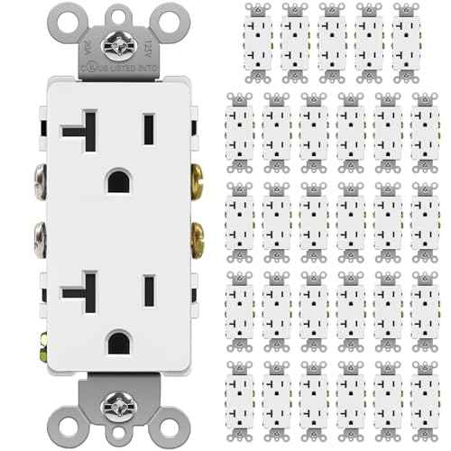 BESTTEN 30 Pack 20 Amp Receptacle Outlet with Tamper Resistant, Decorator Electrical Wall Outlet, Screwless Wallplate Included, 20A/125V/2500W, UL Listed, White