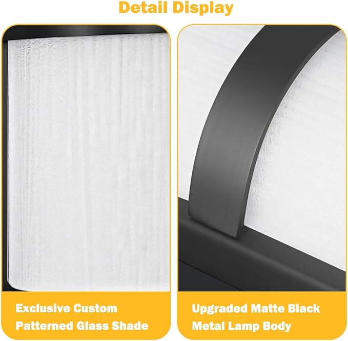 LED Bathroom 16 Inch Vanity Lighting Fixtures | CRI 90 4000K Matte Black Wall Sconces Set of Two with White Frosted Glass Lamp Shade | 120V 15W 1200LM Dimmable with Dimmer Switch(not Included)