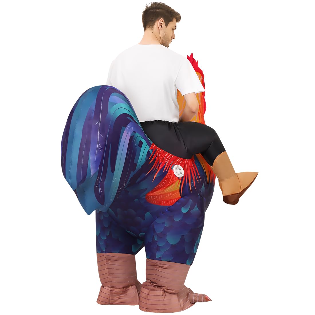 COMIN Inflatable Chicken Costume Ride-on Rooster Adult Blow up Suit Funny Fancy Dress Cosplay Halloween Costume