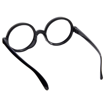 24 Pack Nerd Glasses Party Supplies, Round Black Wizard Glasses for Cosplay Costumes