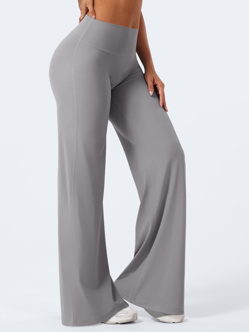 YEOREO Workout Leggings Womens No Front Seam Straight Leggings 35" High Waist Buttery Eddiy Gym Yoga Pants Gray XL