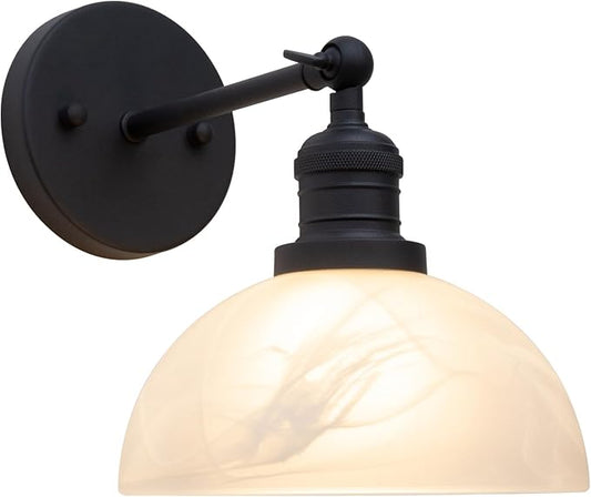 1-Light Vintage Wall Sconce Light with Milk White Glass Shade, Rustic Indoor Wall Mounted Lamp for Bedroom Vanity Bathroom Living Room Over Kitchen Sink