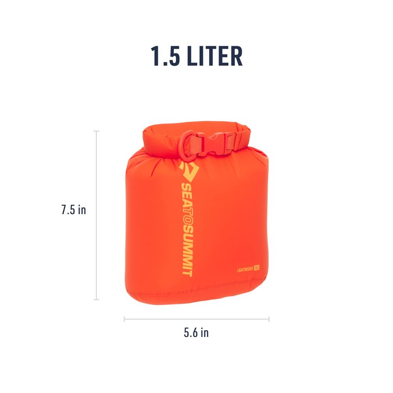 Sea to Summit Lightweight Dry Bag, Multi-Purpose Dry Storage, 1.5 Liter, Spicy Orange