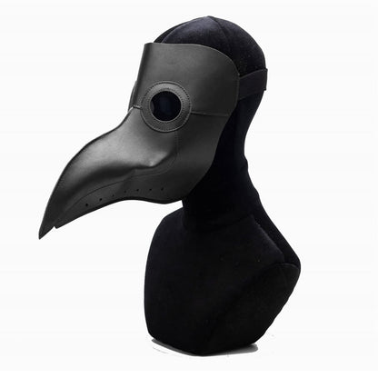 ATTBEA Halloween Costume Compatible for Plague Doctors with Bird Beak Mask, Black Cloak Robe with Hood, Medieval Monk Cosplay for Men priest Adults
