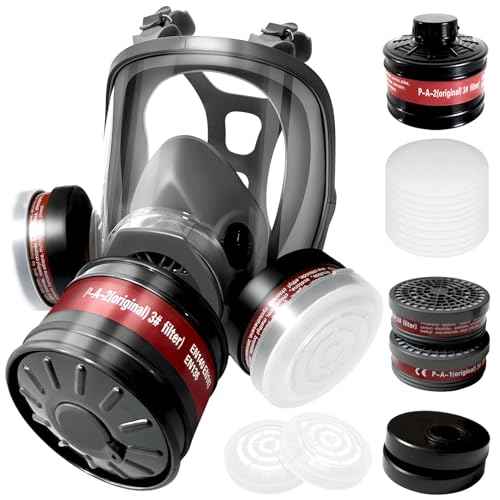 Full Face Gas Masks Survival Nuclear and Chemical, Reusable Full Face Respirator Gas Mask with Activated Carbon Filter