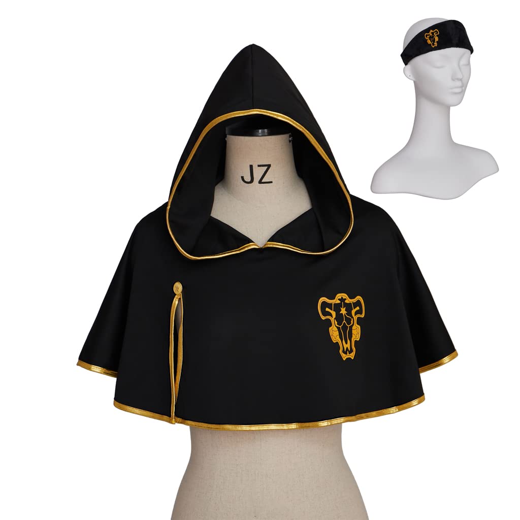 SFWXCOS Black Cloak Robe Cape Hooded Cloak with Headband for Men
