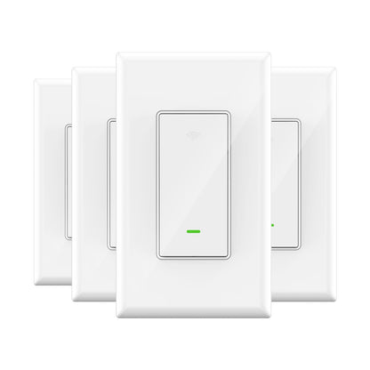 GHome Smart Switch, Smart Wi-Fi Light Switch Works with Alexa and Google Assistant 2.4Ghz, Single-Pole,Neutral Wire Required,UL Certified,Remote/Voice Control, No Hub Required (4 Pack)