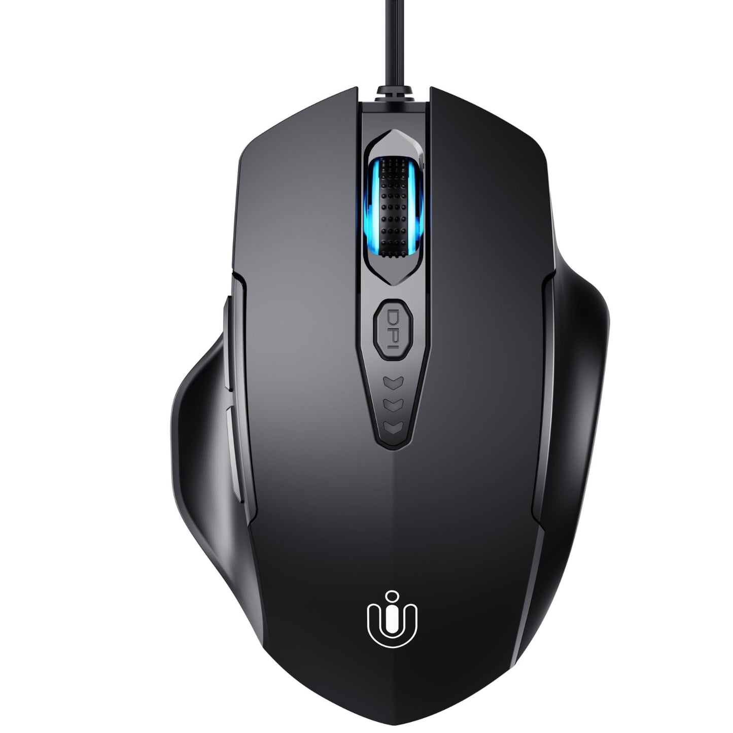 Uineer Wired Mouse, USB wired mouse with 6 Buttons Ergonomic design,1.5M USB Cable Computer Mouse Gaming 7200DPI Optical Mice for PC Laptop, Matte Black