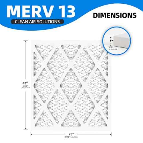 (6 Pack) 20x22x1 Furnace Air Filters, MPR 1900 & FPR 10, MERV 13 Pleated Air Filter (Actual Size: 19 3/4"x21 3/4"x3/4")
