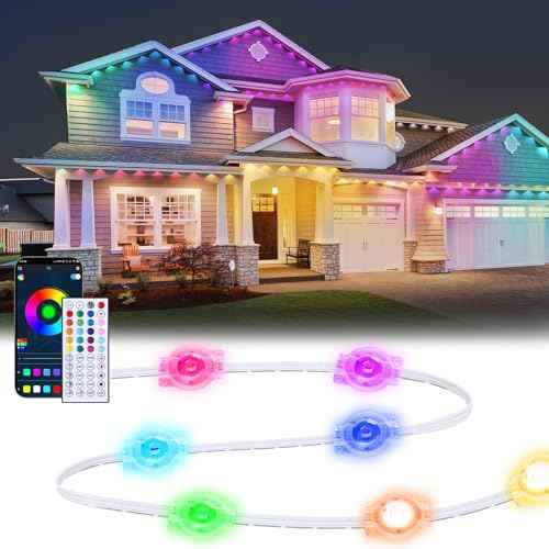50FT Permanent Outdoor Lights, RGB LED Eaves Lights with App/Remote Control,Waterproof Smart String Light for Christmas and All Holiday Decor,Daily and Party Lighting,House Roof and Garden Lighting