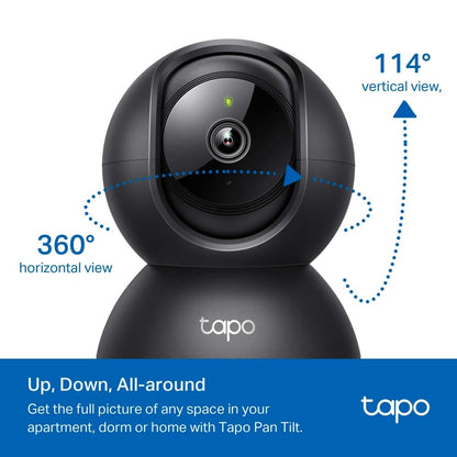 Tapo C201 Pan/Tilt Indoor Camera House Security Camera, WiFi Camera, No Monthly Fee, AI Detection, Dog Camera, Baby Camera Monitor, 1080p Full HD, 360° View, Night Vision, Works with Alexa & Google