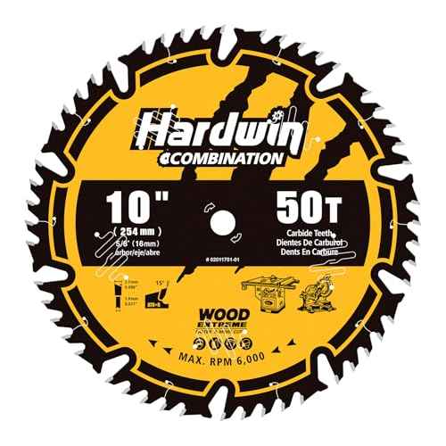 10-Inch 50-Teeth ATB Circular Saw Blade with 5/8 Inch Arbor, Ideal for Table Saws, Professional Blade for Cutting Wood, Plywood, and Wood Composites