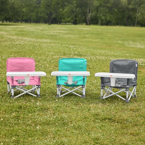 Bright Starts Pop 'N Sit Portable Booster, Indoor/Outdoor Use, Floor Seat with Feeding Tray, Teal, 6 Mos - 3 Yrs