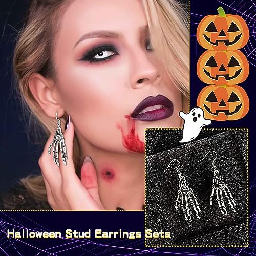 9Pairs Halloween Earrings for Women Skeleton Spider Pumpkin Ghost Bat Dangle Earrings Set Gothic Jewelry Halloween Accessories Costumes Woman 2025 Party Favors