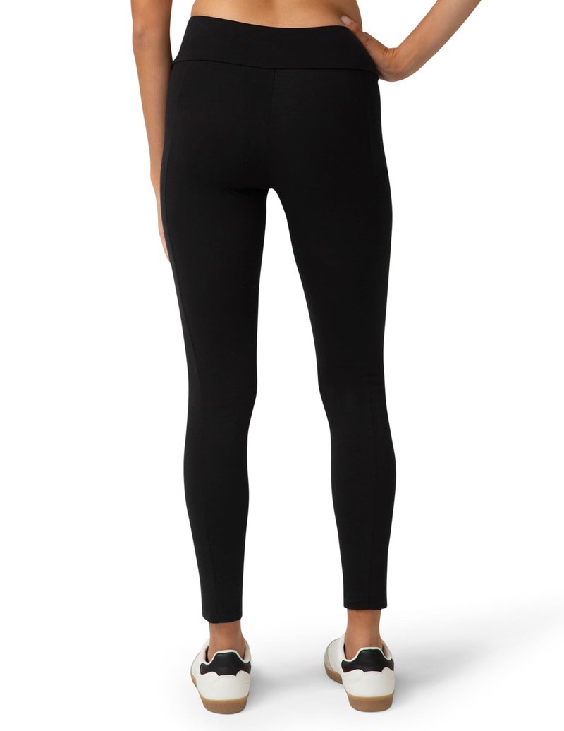 No Nonsense Cotton Leggings for Women with Side Pockets, Workout Stretch Pull-On Pants, Black, X-Large