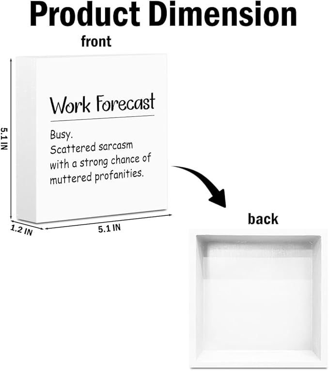 Funny Office Decor Work Forecast Wooden Box Sign Wall Decor Wooden Plaque Sign Office Gifts for Coworker Employee Office Living Room Bedroom Home Decor Desk Shelf Table Decor Retirement Gifts