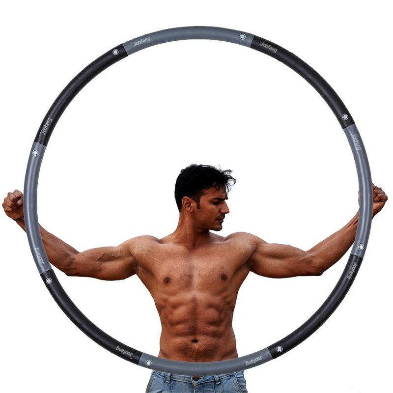 Joofang 5lb Exercise Hoops for Adults, 40in Adjustable Hoola Hoop, Weighted Black Hoop, Fitness Hoop for Weight Loss, Abdominal Trainer Fitness Training, Fat Burning, Home Gym Core Workout