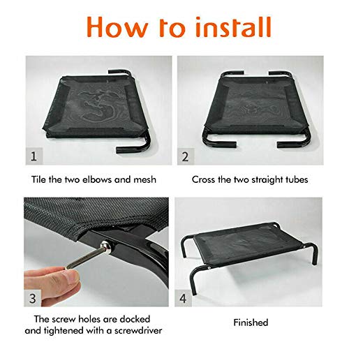 Metal Frame Dog Cot Elevated Pet Bed, Raised Pet Bed with Breathable Mesh & No-Slip Rubber Feet, Lightweight & Portable Raised Outdoor Dog Bed for Indoor Camping Beach Travel Use, 106x62x15CM