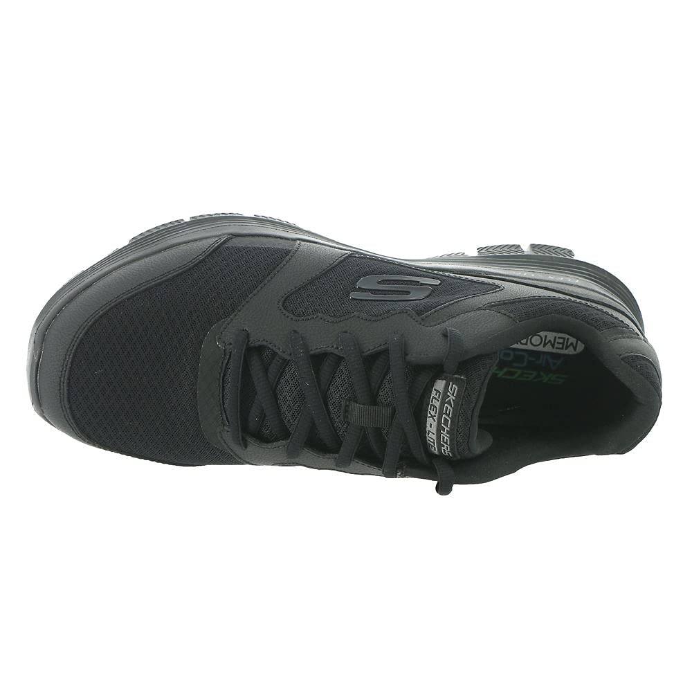 Skechers Men's Flex Advantage 4.0 Sneaker, Black Leather Mesh Pu Black Trim, 10 UK