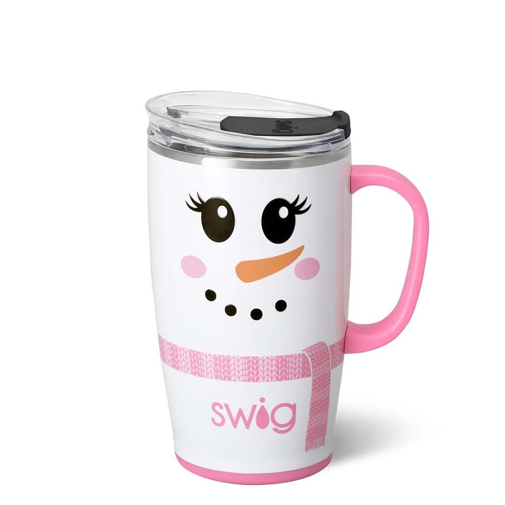Swig Life 18oz Travel Mug, Insulated Tumbler with Handle and Lid, Travel Coffee Mug, Cup Holder Friendly, Stainless Steel 18 oz Tumbler, Reusable Insulated with Lid (Ms Frost)