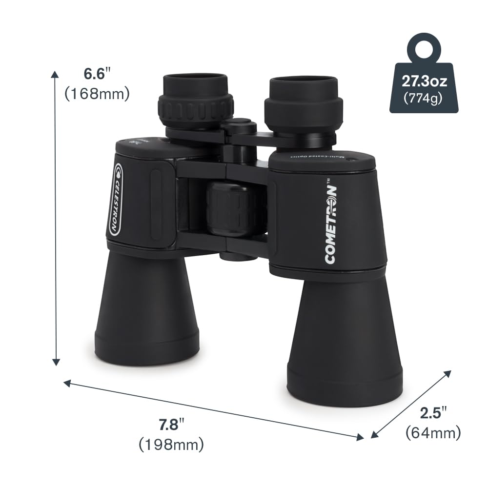 Celestron - Cometron 7x50 Astronomy Binoculars – Entry-Level for Stargazing and Comet Watching – Large 50mm Objective Lenses – Wide 6.6° Field of View – Multi-Coated Optics