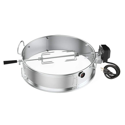 Onlyfire Stainless Steel Pizza Ring Kit with Rotisserie,pizza stone and shovel, Multifunctional BBQ Kit, for Roasting Chicken and Cooking Pizza, fits Most 57CM Charcoal Kettle Grills
