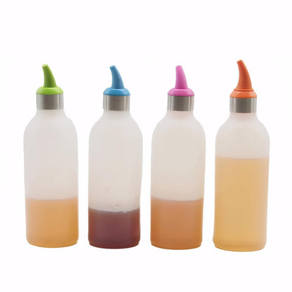 Lancoon 4Pcs Squeeze Condiment Bottles 450ml/16oz Plastic Sauce Dispenser Bottle for Hot Sauce BBQ Ketchup Syrup Salad Dressing Mustard Olive Oil
