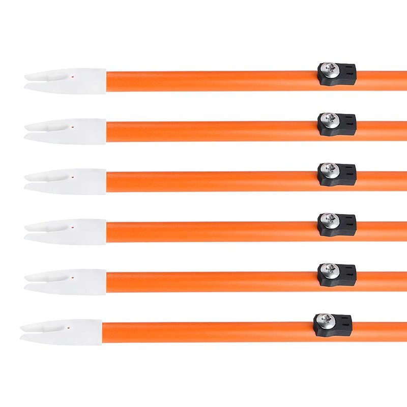 AMEYXGS 6/12pcs Archery Fiberglass Bowfishing Arrow Bow Fishing Arrows with Broadheads and Safty Slides for Compound and Bow Recurve Bow Fishing Hunting (6, Orange Type1)