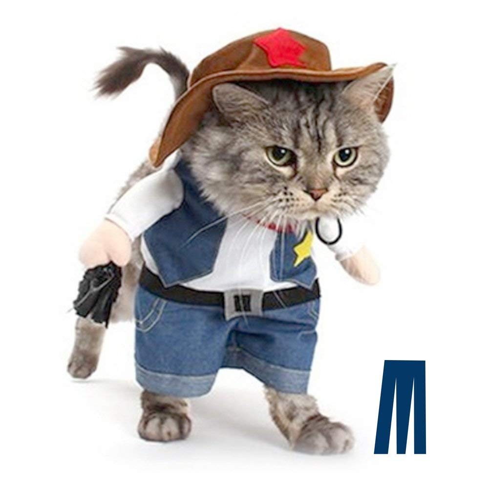 Cowboy Uniform Dog Cat Costume - Funny Pet Cowboy Outfit Clothing with Hatfor Halloween Christmas Birthday Special Events Costumes for Kittens and Puppies (S)