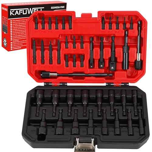43Pcs Magnetic Nut Driver Set, Impact Driver Bit Set 1/4" Hex Shank, SAE & Metric Nut Driver Set for Impact Drill, Screwdriver Bit Set, Socket Adapter, Wing NutDriver, with Sturdy Tool Box