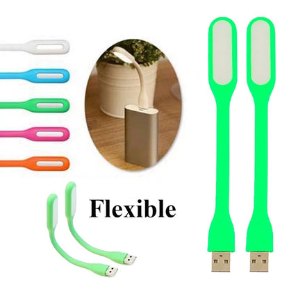 Mini Flexible Light, Portable USB Led Reading Night Lamp for PC Laptop Computer Notebook Power Bank - 2 Pack (Black)