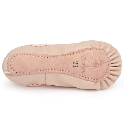 Ballet Shoes Leather Ballet Flats Full Sole Dance Slippers for Girls Toddlers Women Beige 13 UK Child=31