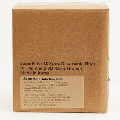 SuperFilter 100 pcs, Disposable Filter, 3D Printer Resin and Paint Strainer, Made in Korea by 3DMaterials
