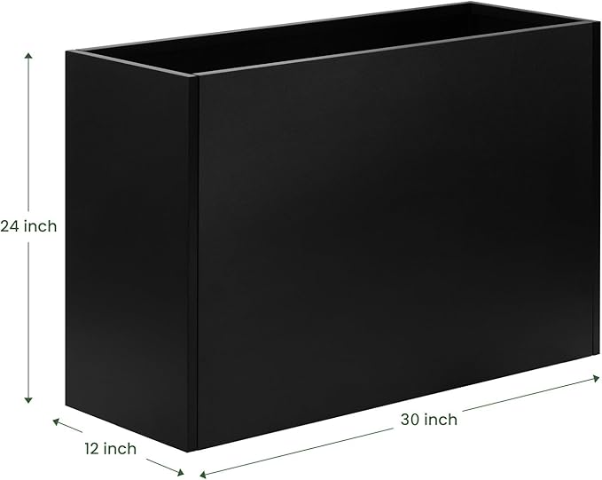 Heavy-Duty Steel Planter Box 30”x12”x24”, Rust-Resistant Large Outdoor & Indoor Plant Container, Metal Garden Box with Drainage Holes & Reinforced Edges