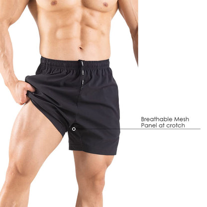 Gaglg Men's 5" Running Shorts 2 Pack Quick Dry Athletic Workout Gym Shorts with Zipper Pockets Black/Green,X-Large