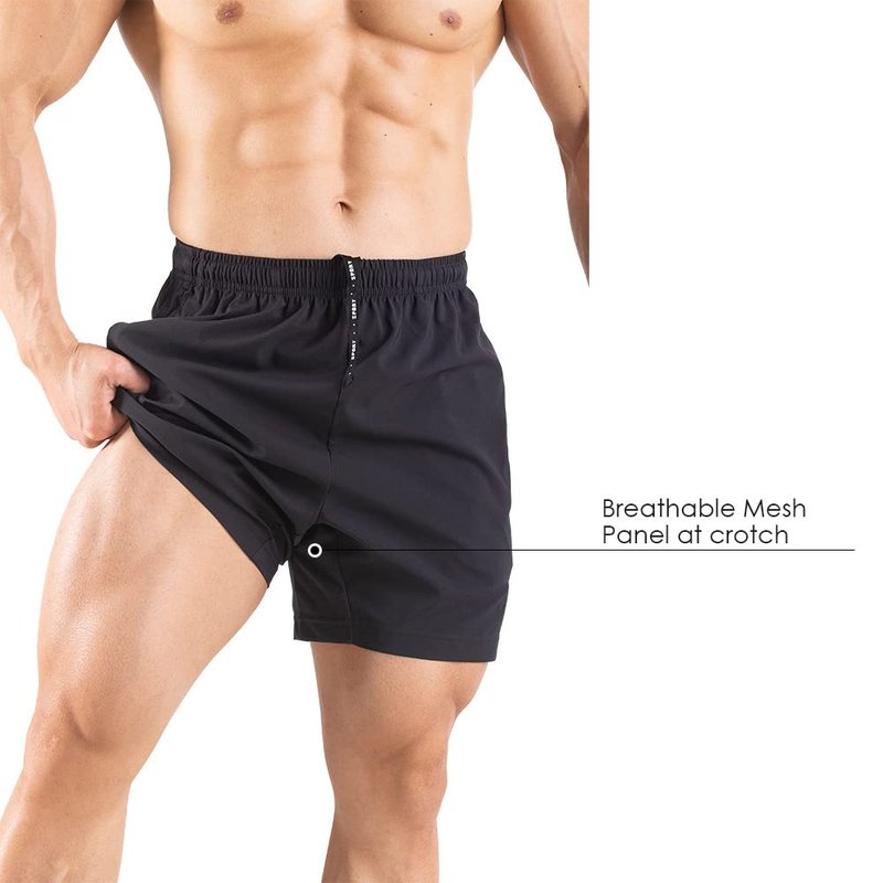Gaglg Men's 5" Running Shorts 2 Pack Quick Dry Athletic Workout Gym Shorts with Zipper Pockets Black/White,Medium