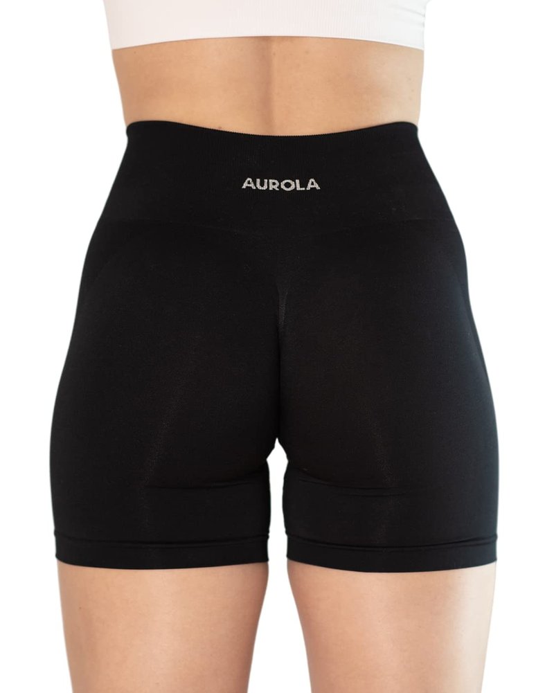 AUROLA Intensify V2.0 Women's Workout Shorts Athletic Running Shorts, Seamless High Waist Sport Gym Yoga Shorts 3.6 Black