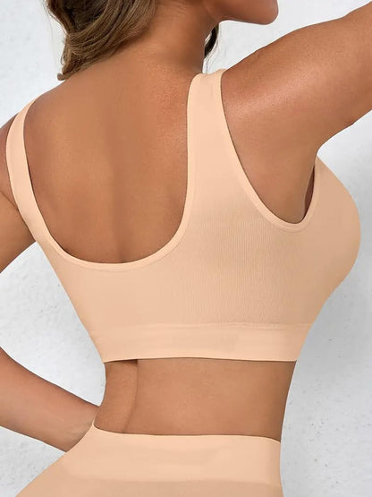 Boolavard New Seamless Sports Style Bra Crop Top Vest Comfort Stretch Bras Shapewear (XL, Nude)