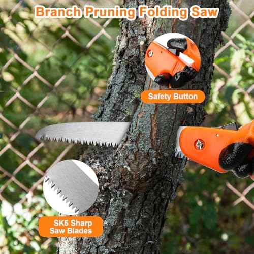6Pcs Pruning Shears Set with Bypass Pruning Shears, Garden Scissors, Pruning Snips,Saw,Gloves,Storage Bag,Handheld Garden Shears Set for Plant