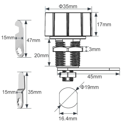 Fingerprint Drawer Lock eLinkSmart Bluetooth App Cabinet Lock 20MM (17MM) for Home Office Mailbox Keyless Furniture with 3 Sizes Tubular Cam 20 Fingerprints 1000+ App Users