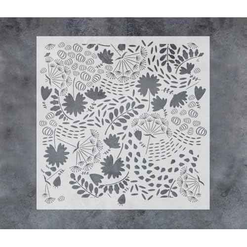 GSS Designs Dandelion Botanical Stencils 12x12Inch Reusable Floral Plant Wall Stencil for Painting on Furniture Walls Nature Wallpaper Stencil Pattern