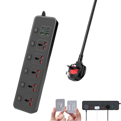 Flat Plug Power Strip with Individual Swtich, Jumpso 6ft Universal Extension Cord with 5 Outlets and 2 USB 4 USB C Ports, Max 3000w, 110-240v, Multiple Outlets Plug Adapter for Office Travel
